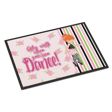 Carolines Treasures 18 x 27 in. Ballet Dance Stripes Red Hair Indoor or Outdoor Mat BB5399MAT